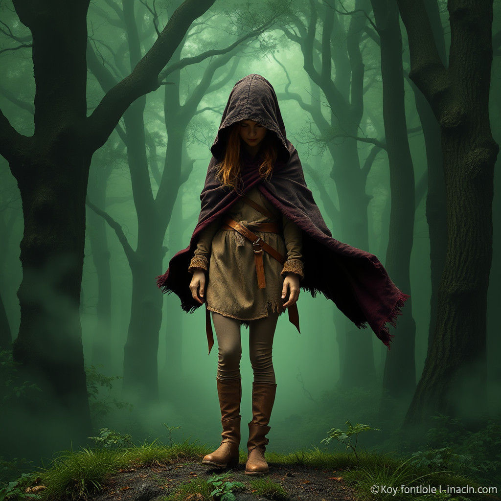 Ethereal Forest Hunter in Digital Matte Painting