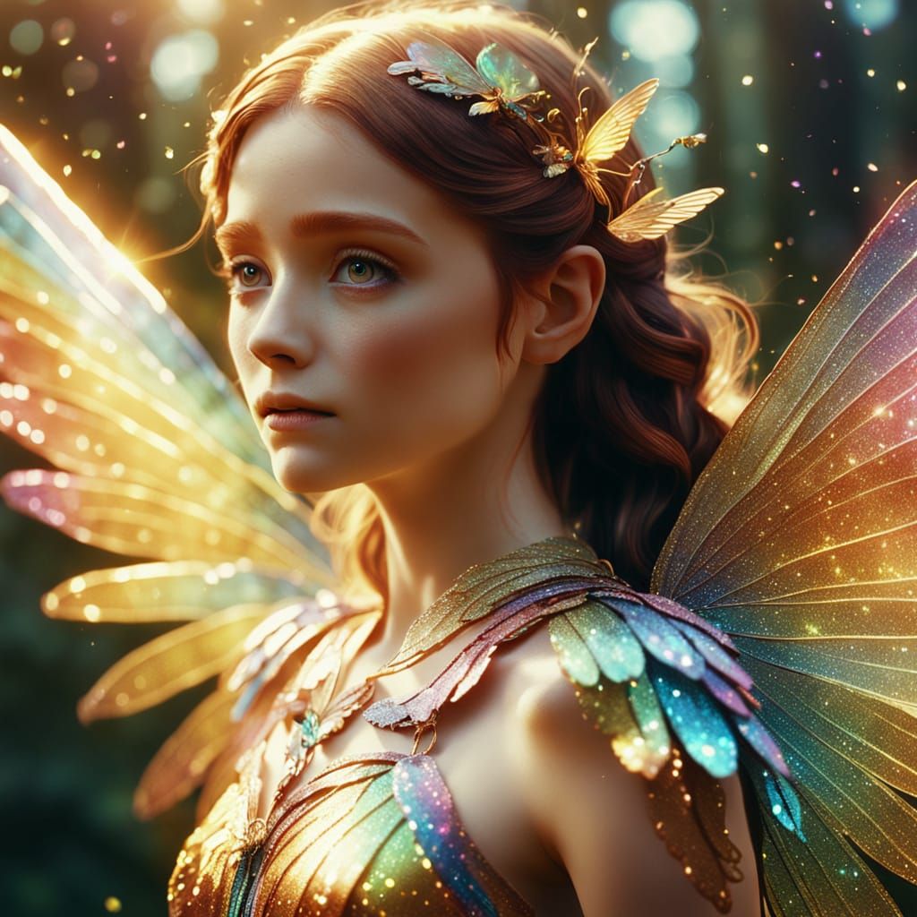 Rainbow Winged Fairy in Cinematic Style