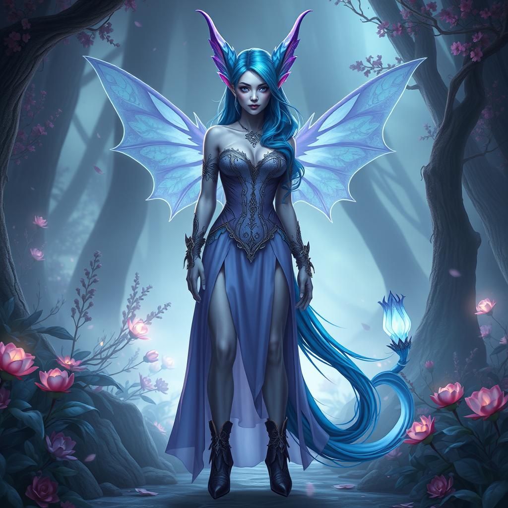 Mystical Lavender Woman in Enchanted Realm: Fantasy Art