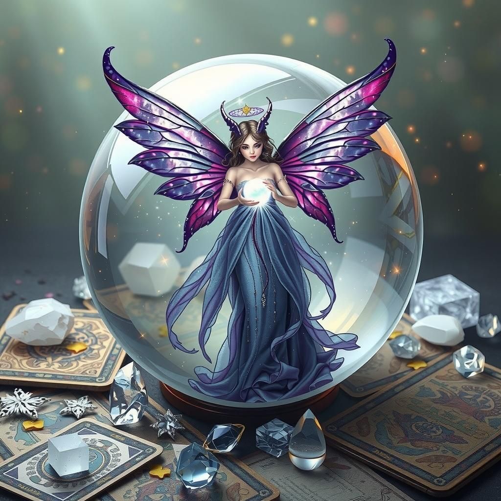 Mystical Fairy with Crystal Ball in Dreamy Orb