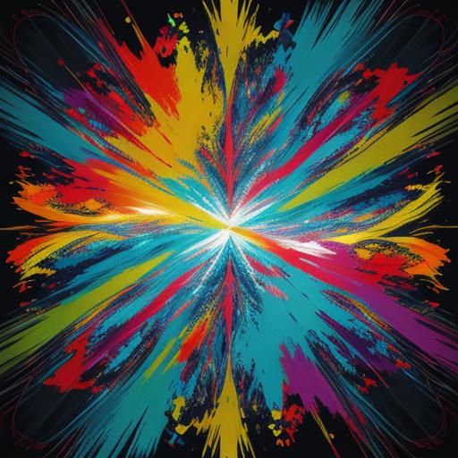 Abstract Expressionist Painting with Swirling Colors