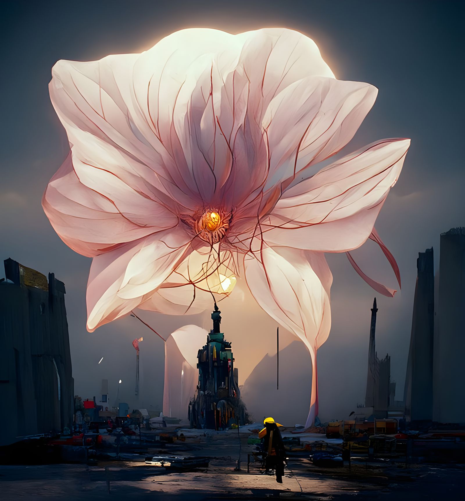 Ethereal Flower in New York City, Digital Illustration
