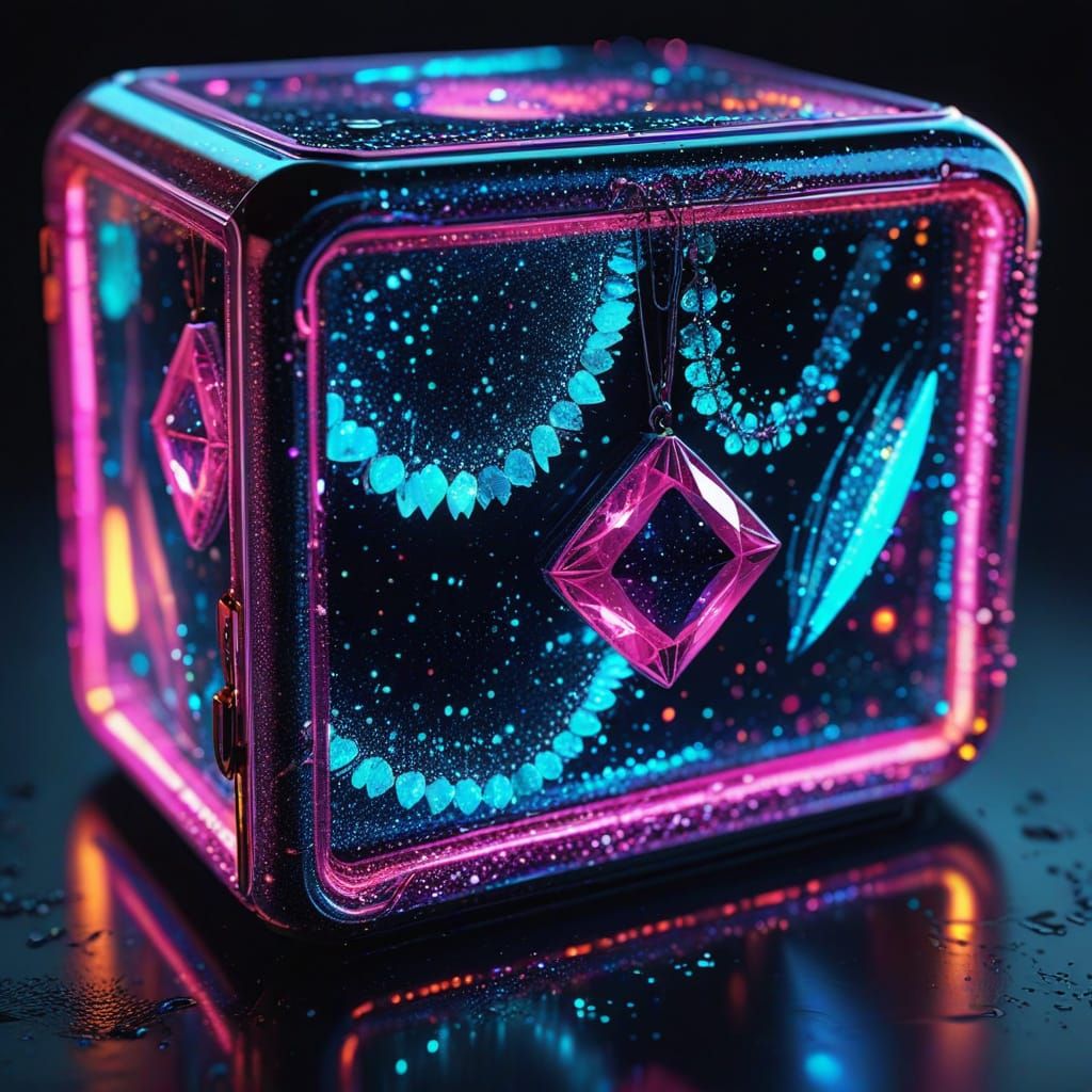 Neon Glitter Jewelry in Hyper-Realistic Digital Art