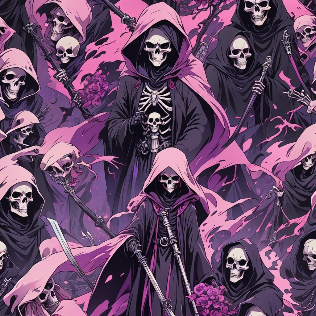 Anime Grim Reaper with Pink and Purple Palette