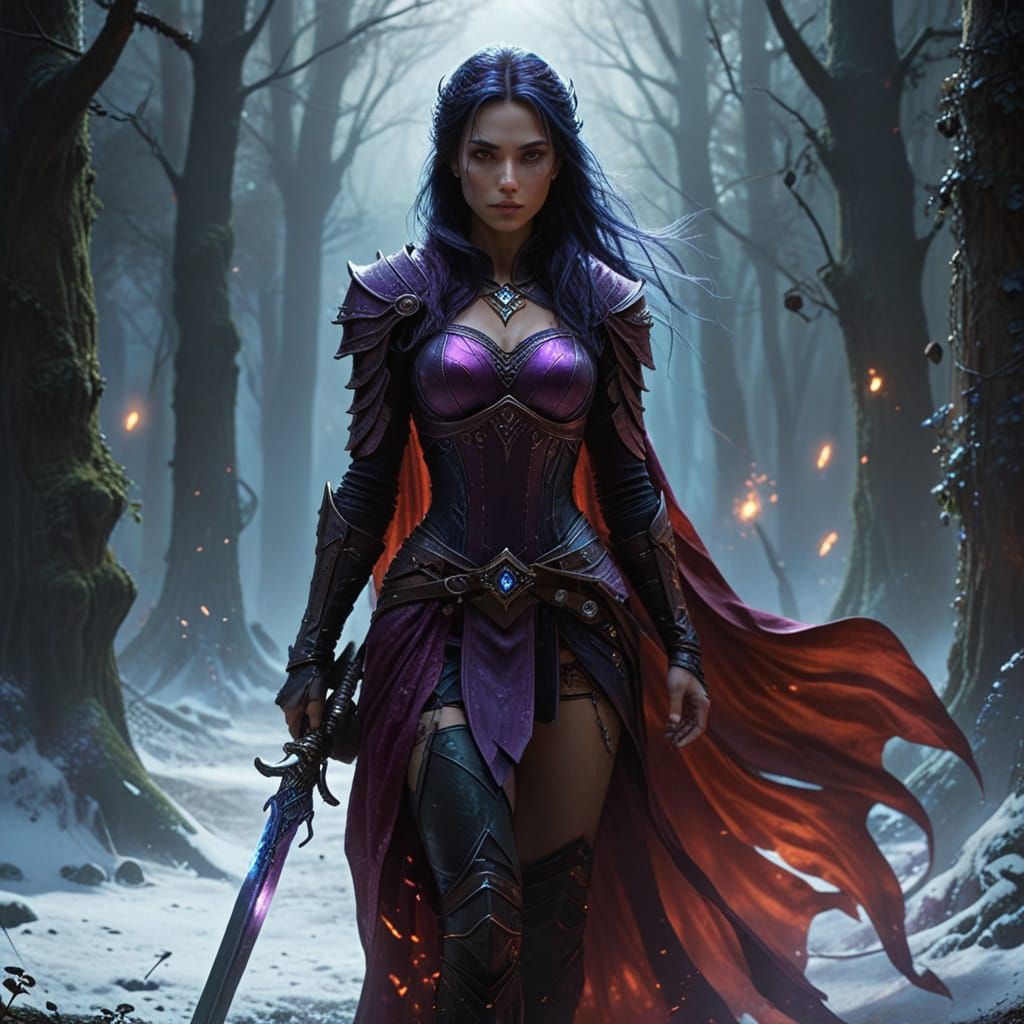 Ethereal Sword Master Sorceress in Dark Fantasy