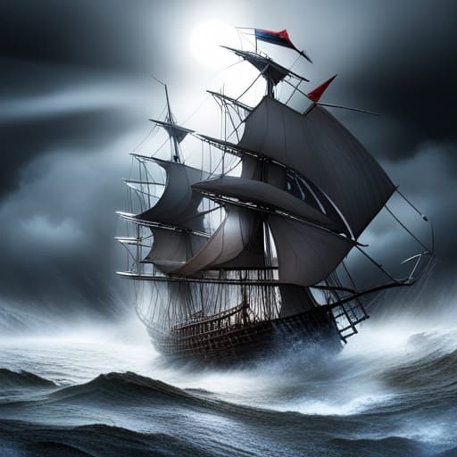 Pirate Ships Clash in Epic Stormy Battle