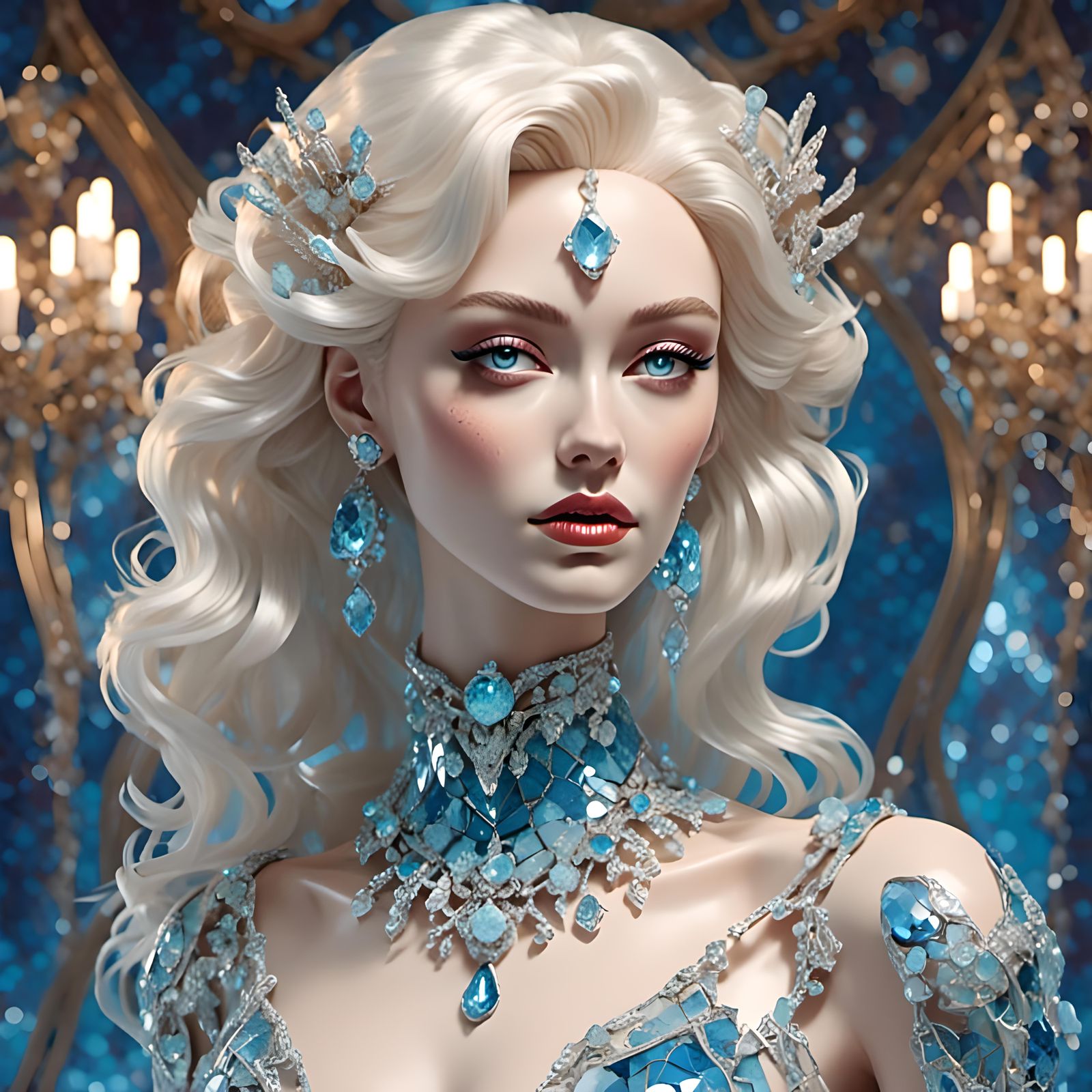 Goddess in Glass: Reflective Sequin Gown and Jewels