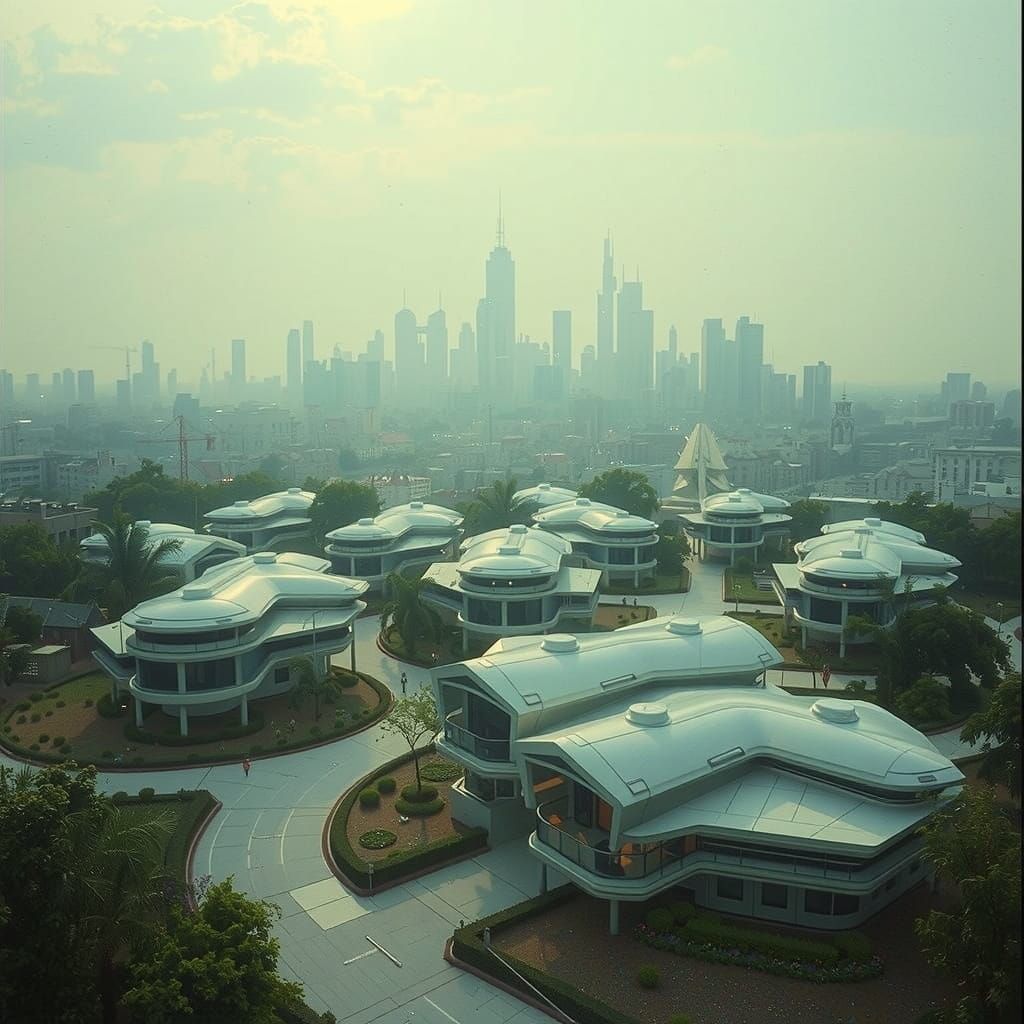 Futuristic Cityscape View in Cyberpunk Style