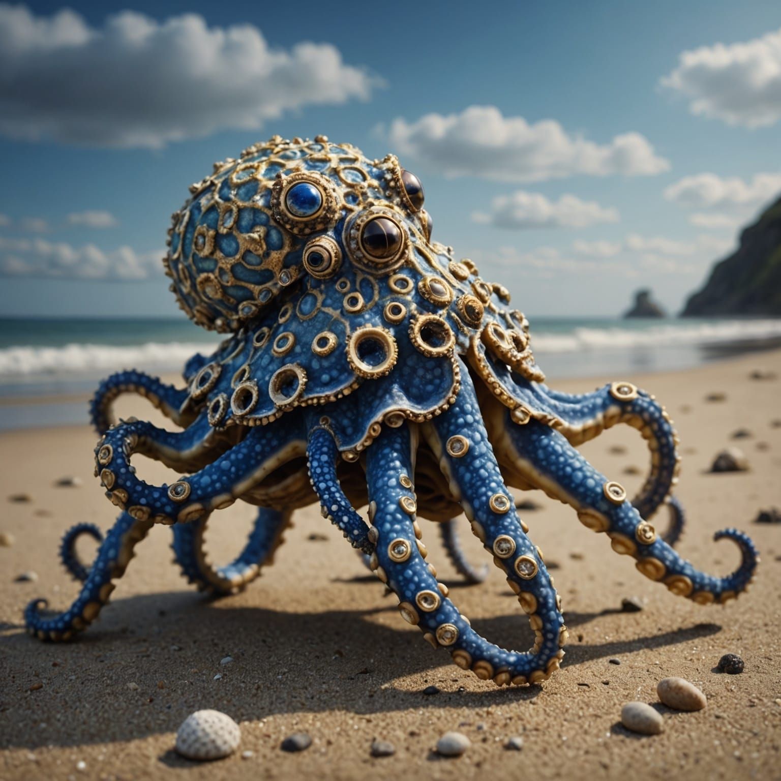 Blue-Ringed Octopus with Rings: Digital Matte Painting