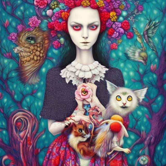 Surreal Gothic American Gothic Ink Painting