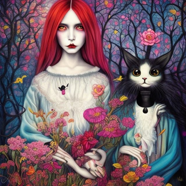 Surreal Gothic Ink Reimagining of American Gothic