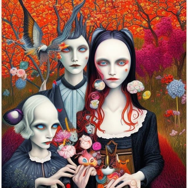 Surreal Gothic Ink Interpretation of American Gothic