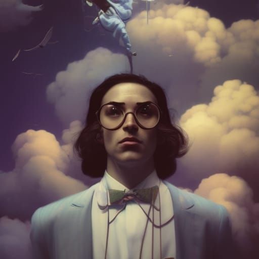 Surreal Dream Man with Vintage Camera, Cinematic Art