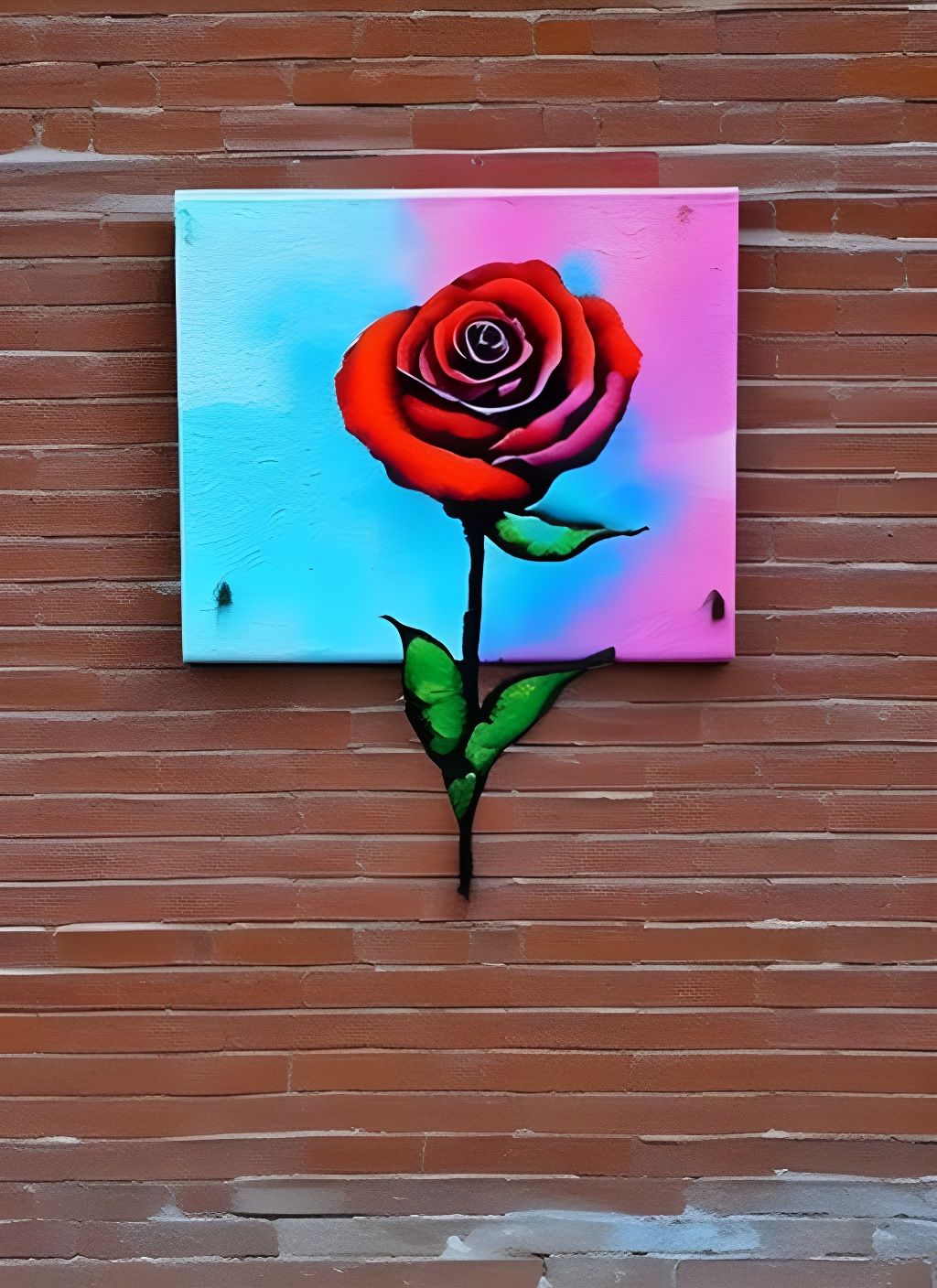 Single Rose as Melted Crayon Painting