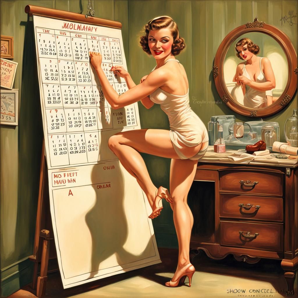 1930s Pin-Up Girl Selecting Dress in Shop