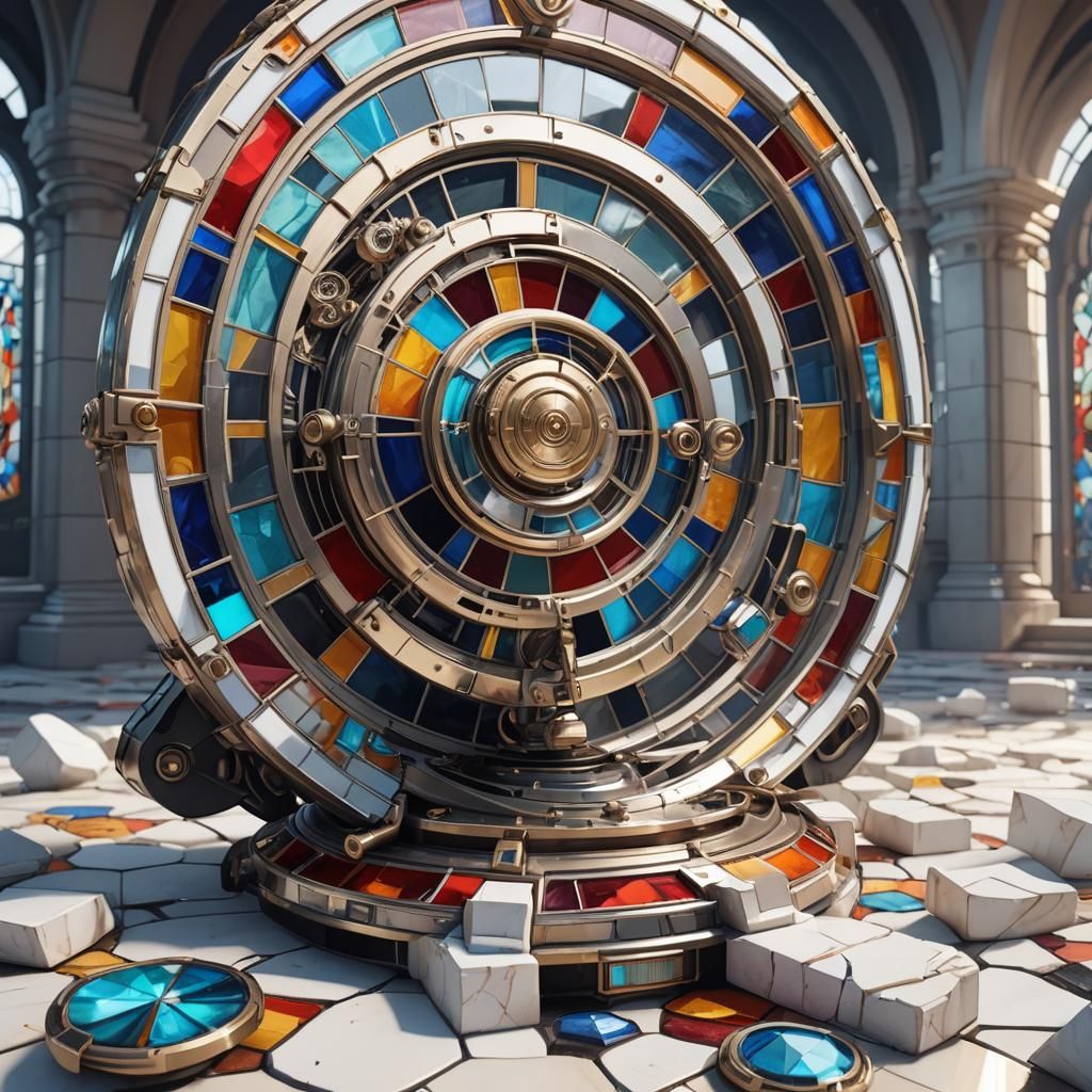 Stained Glass Gramophone in Sci-Fi Style