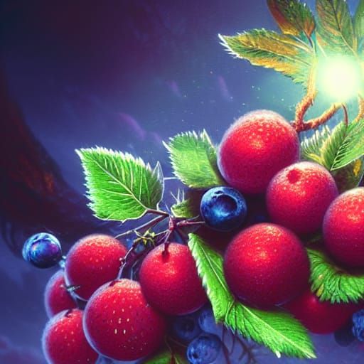 Glowing Berries in Detailed Digital Art