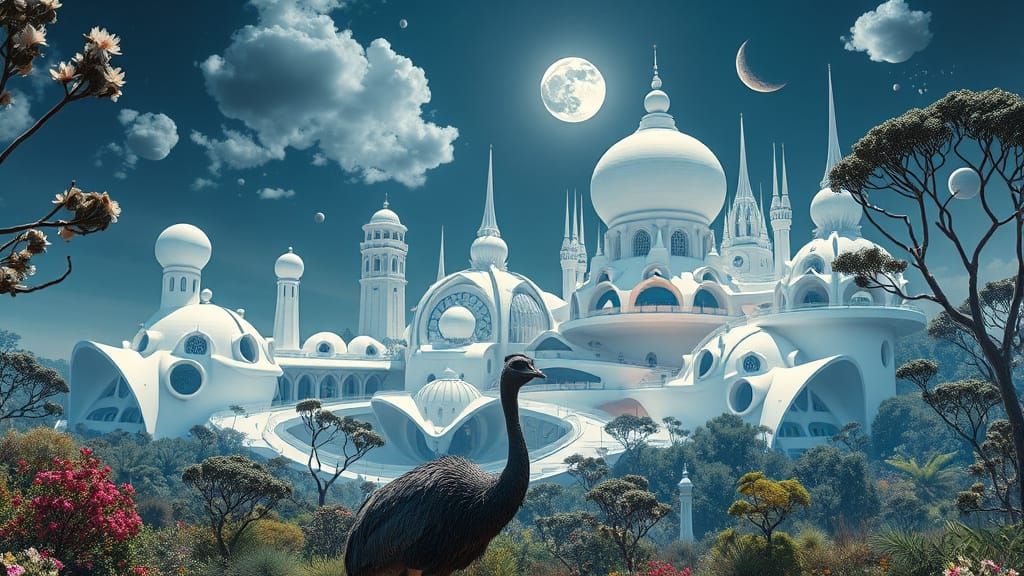 Surreal Cosmic City Dreamscape with Floating Architecture