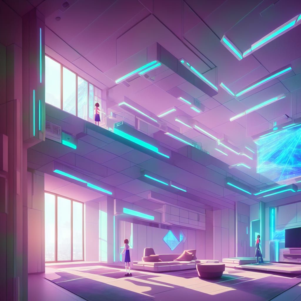 Boy Soldier with Blue Anime Hair, Detailed Matte Painting