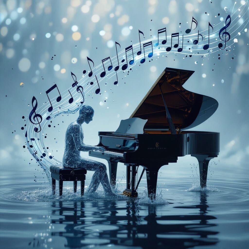 Water Transformation: Piano and Pianist Emerge as Music