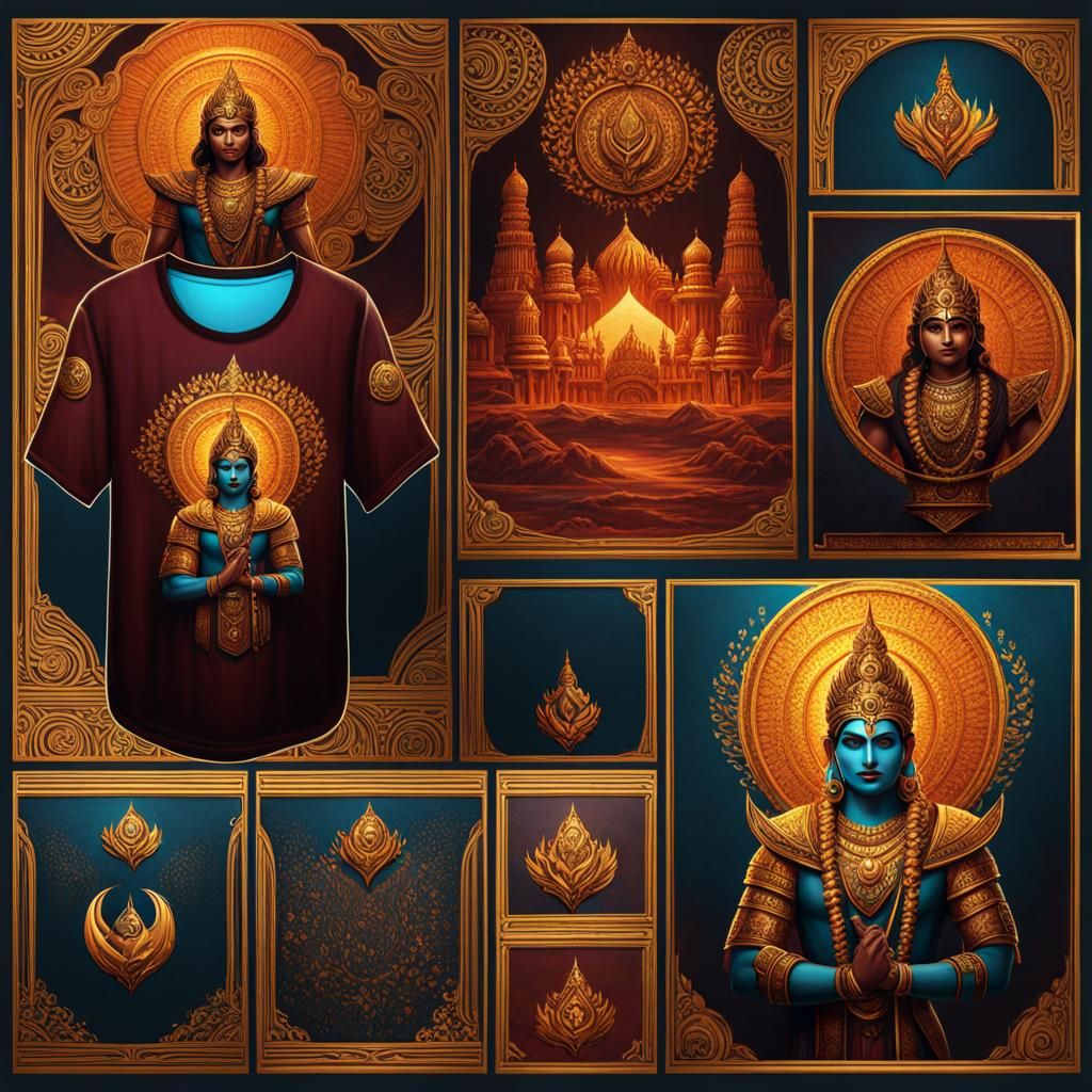 Shri Ram T-Shirt Designs in Detailed Matte Painting