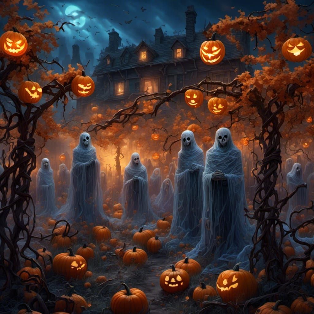 Haunted Pumpkin Patch in Van Gogh Style