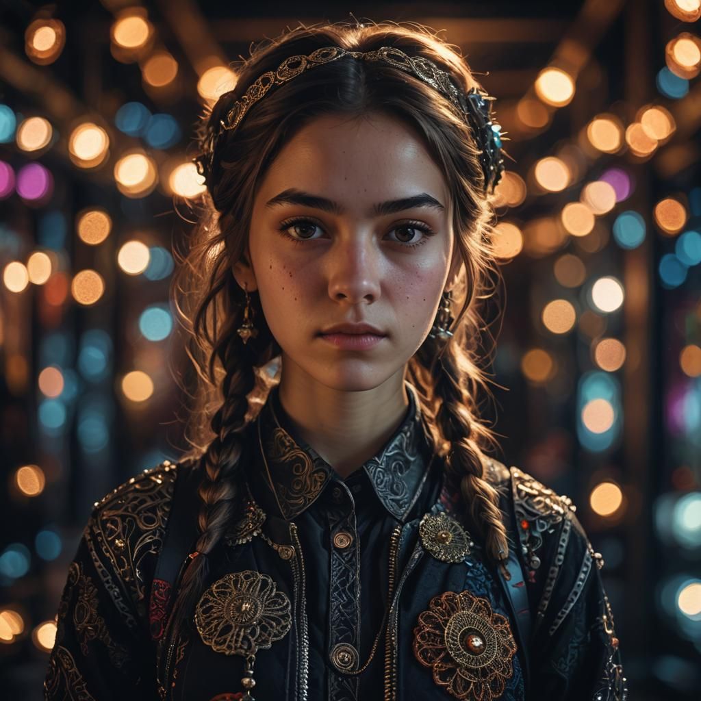 Moody Teenage Girl in Dark Cinematic Portrait