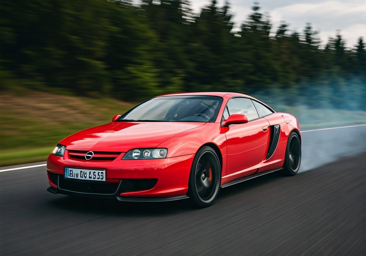 Cinematic Red Sports Car Drifts through Forest Capital City