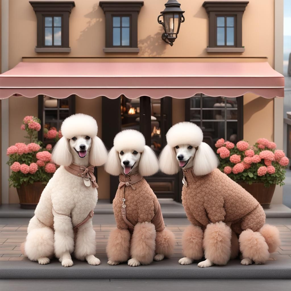 Poodles at Cafe: A Charming European Scene