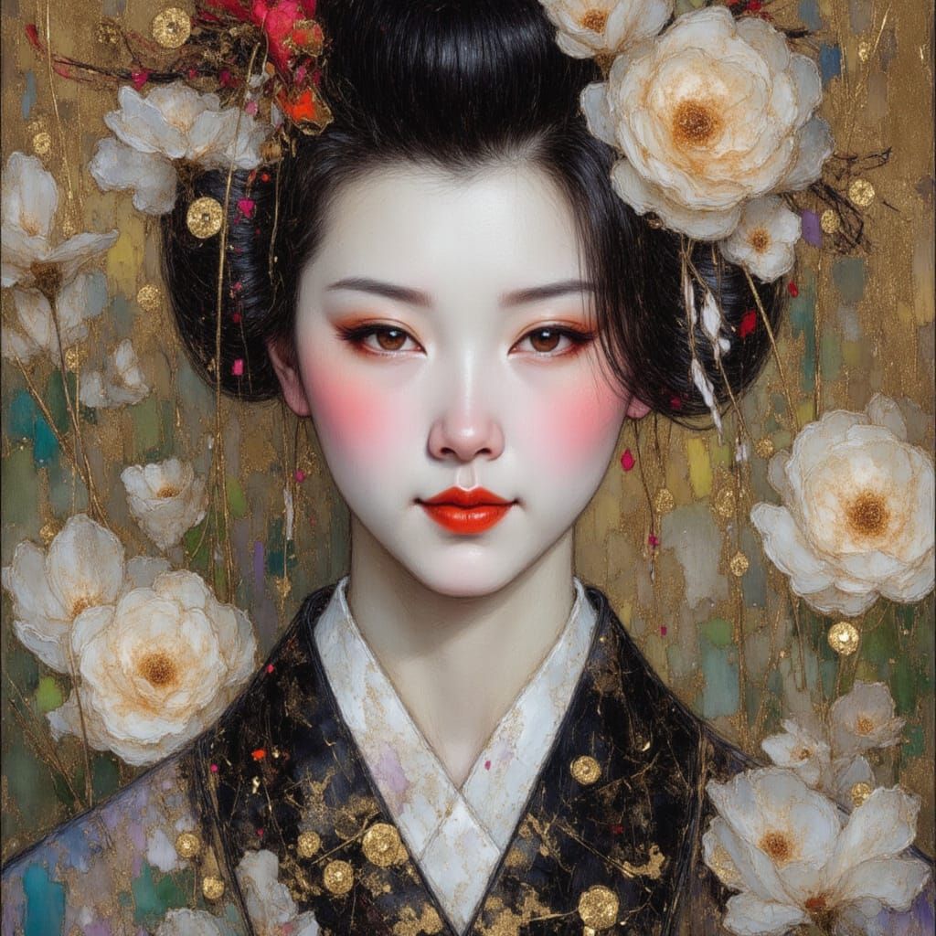 Geisha Portrait in Dark Fantasy Art Style