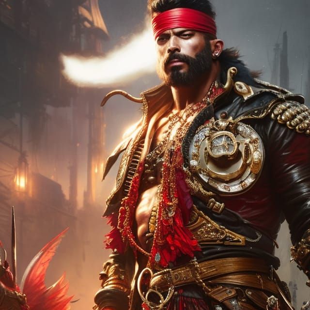 Elaborate Pirate Monster in Hyperdetailed Fantasy Art