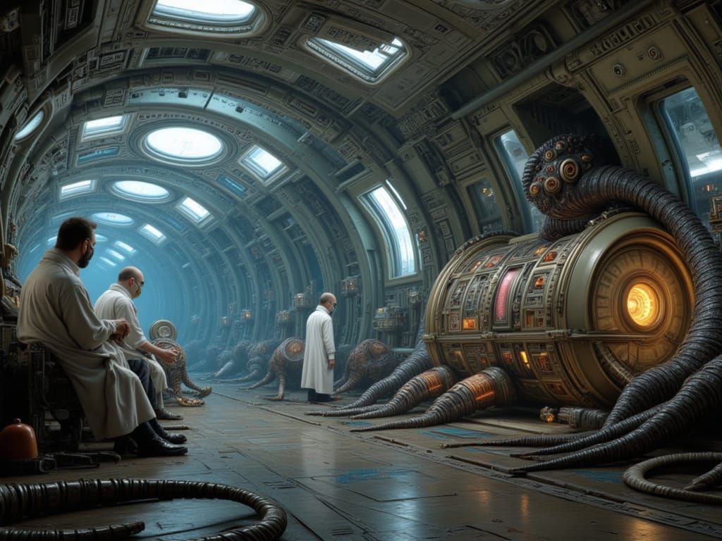 Alien Artifacts Examined in Futuristic Lab