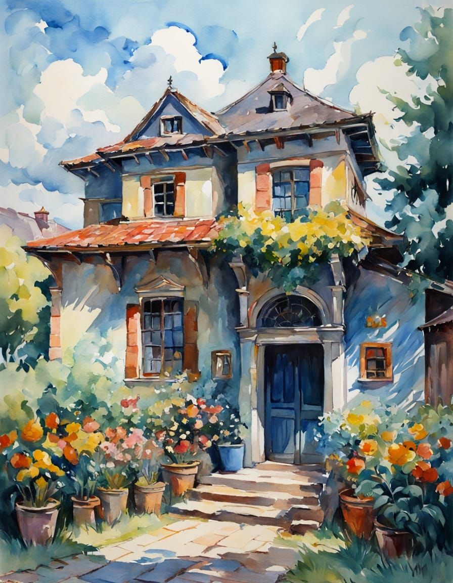 Impressionist Gouache Painting on Canvas in 8k