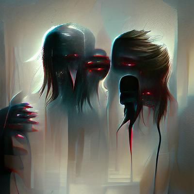 Sinister Faceless Figures in Dark Art Style