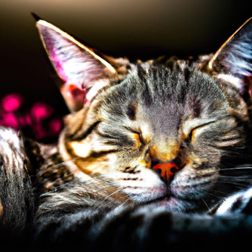 Sinister Sleeping Cat Portrait in Photography Style