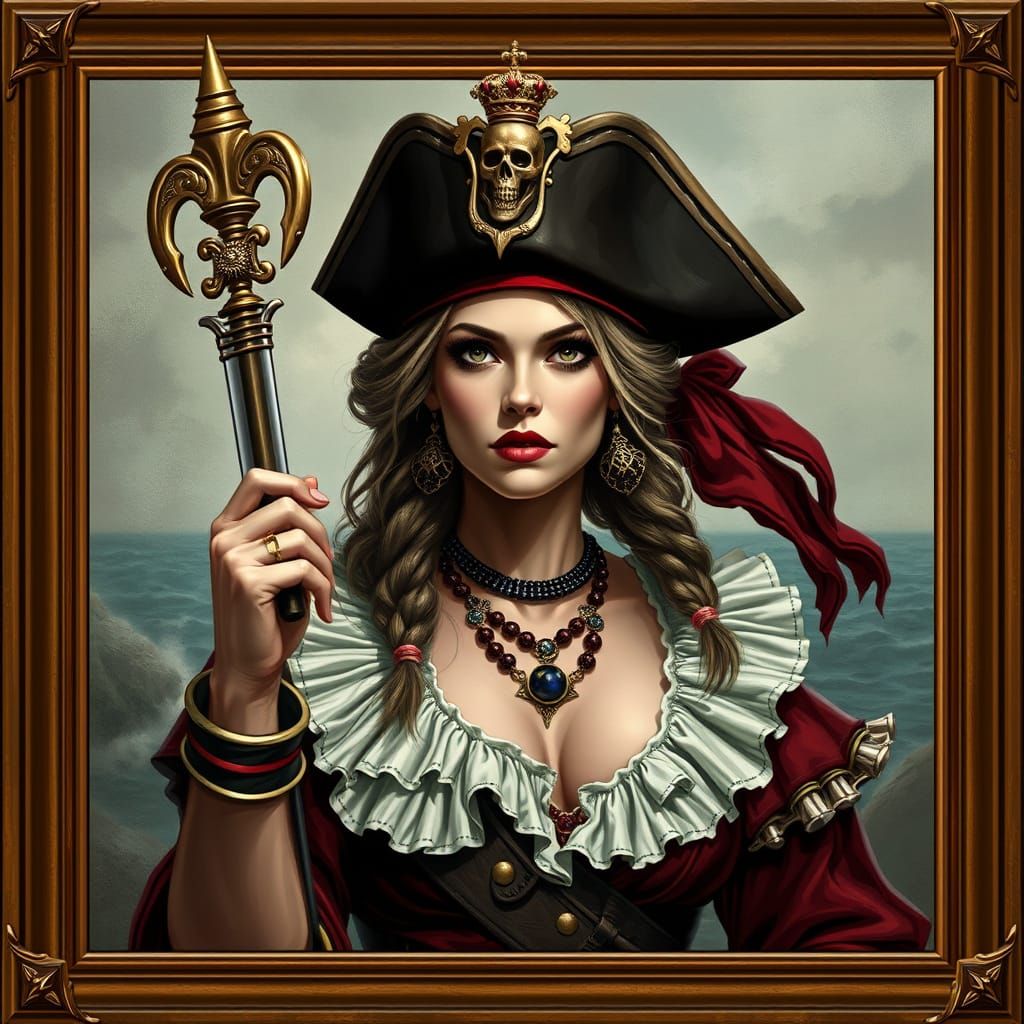Majestic Pirate Queen Commands the High Seas