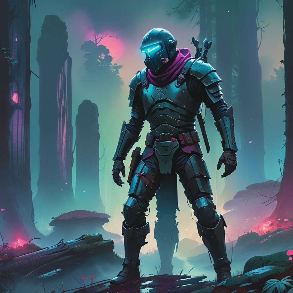 Fantasy Assassin in Mystical Forest Concept Art