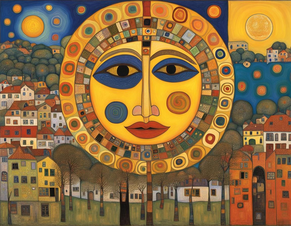 Laughing Sun Inspired by Art Nouveau