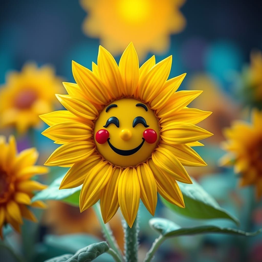 Whimsical Sunflower in Vibrant Candy Art Style