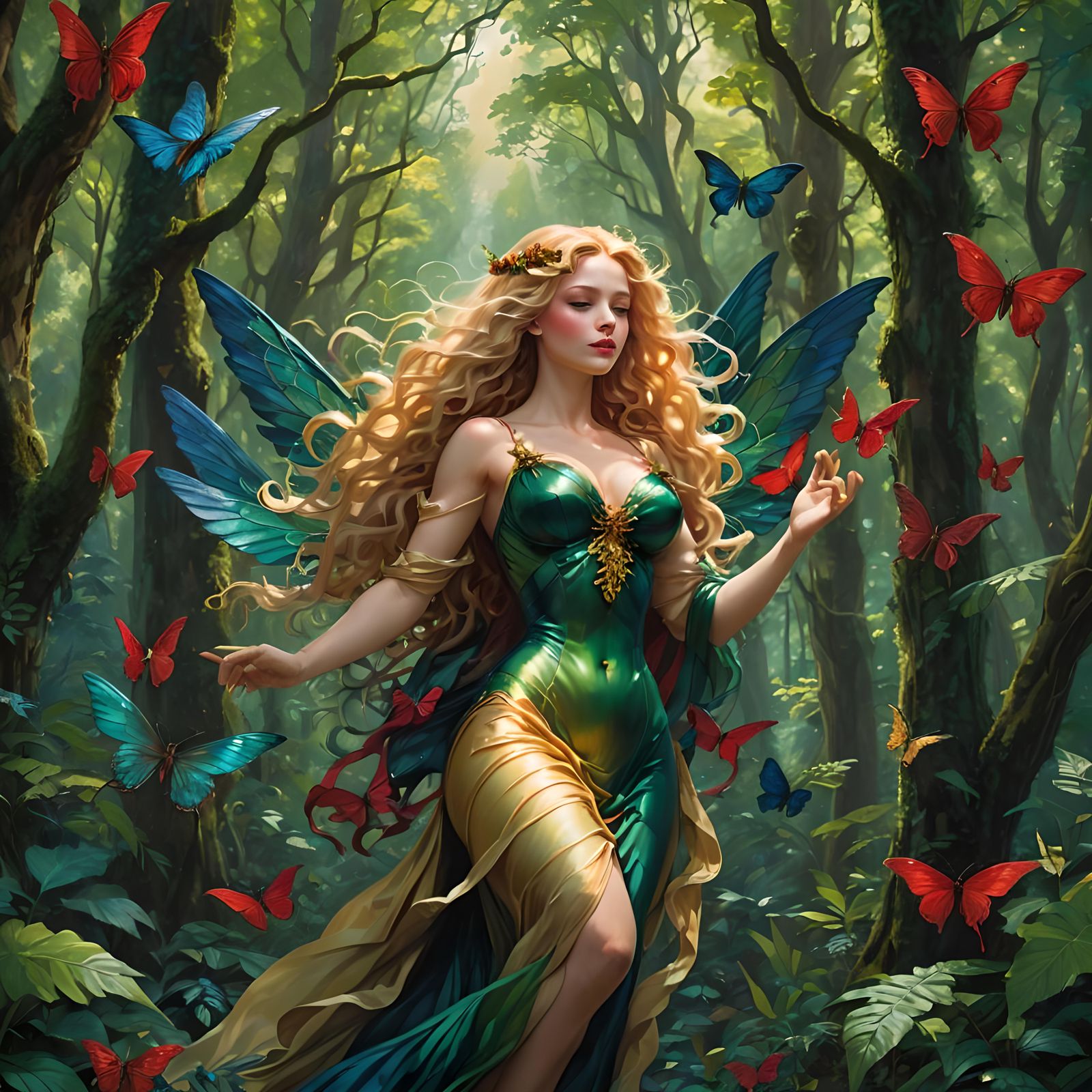 Winged Forest Nymph in Anime Style