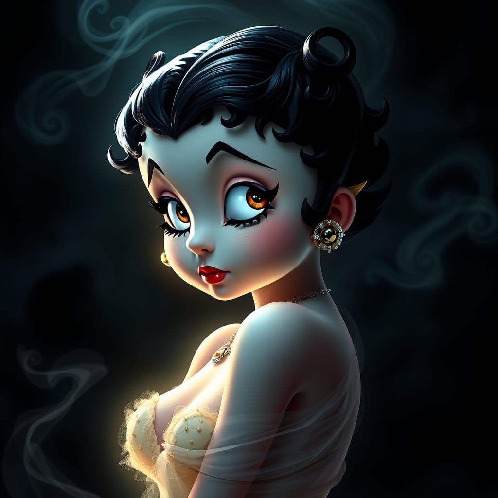 Spectral Betty Boop Portrait in Dark Fantasy Style