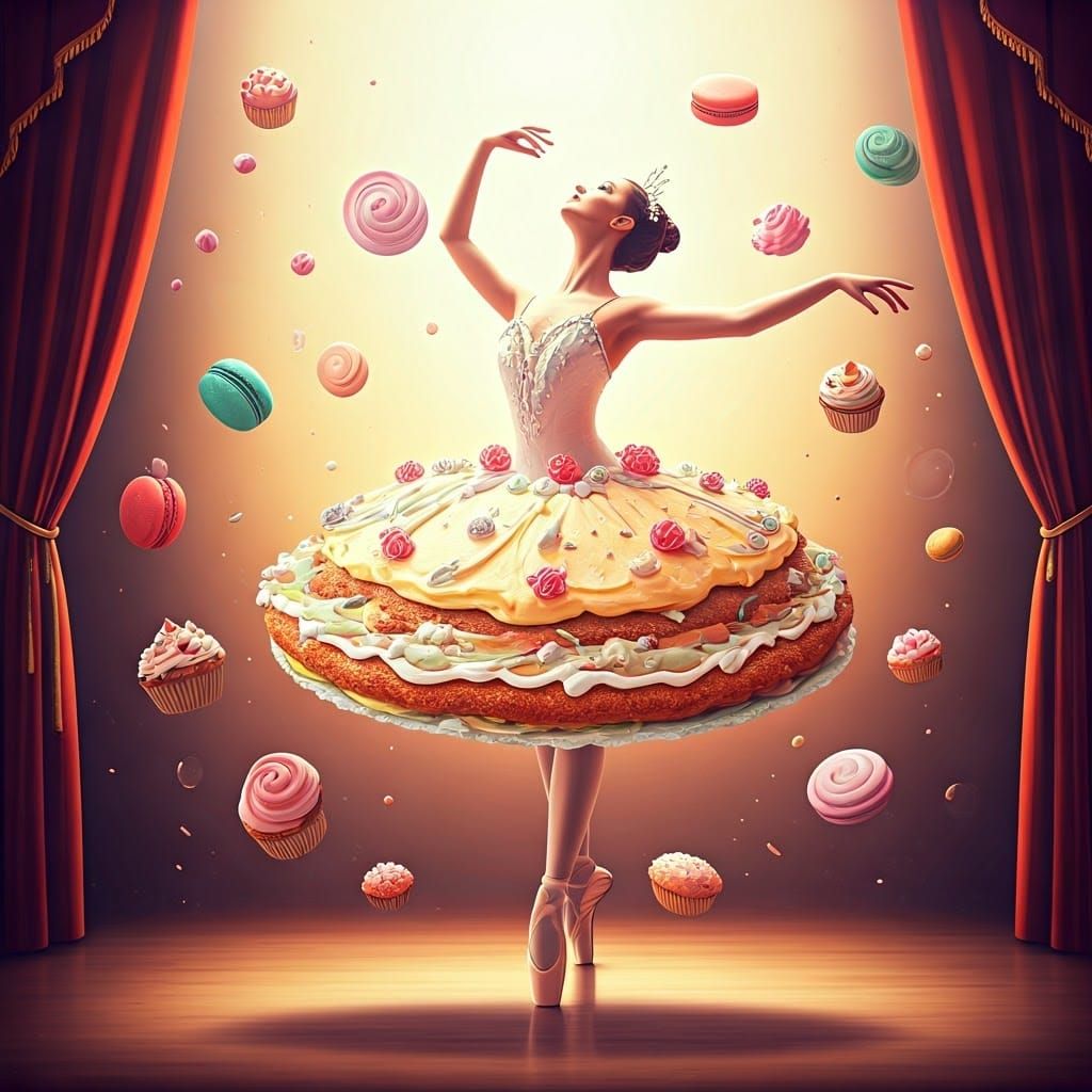 Graceful Ballerina in a Vibrant Cake Tutu