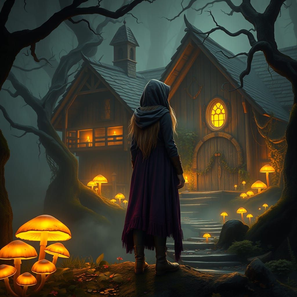 Girl Discovers Mysterious Cabin in Enchanted Forest