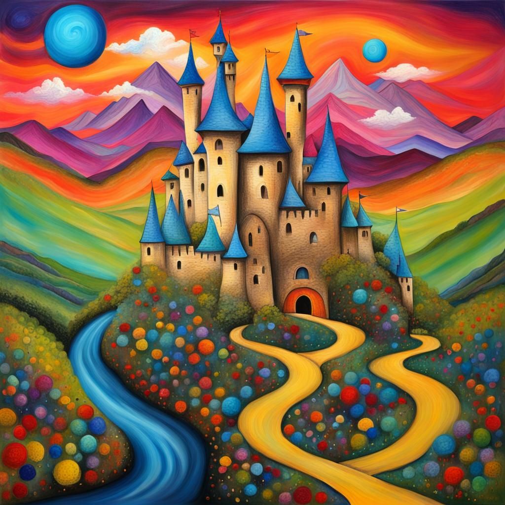 Surreal Castle in Distorted Reality, Mixed Media