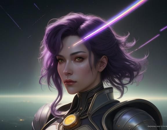 Cyberpunk Space Girl Dragon Rider in 80s Style