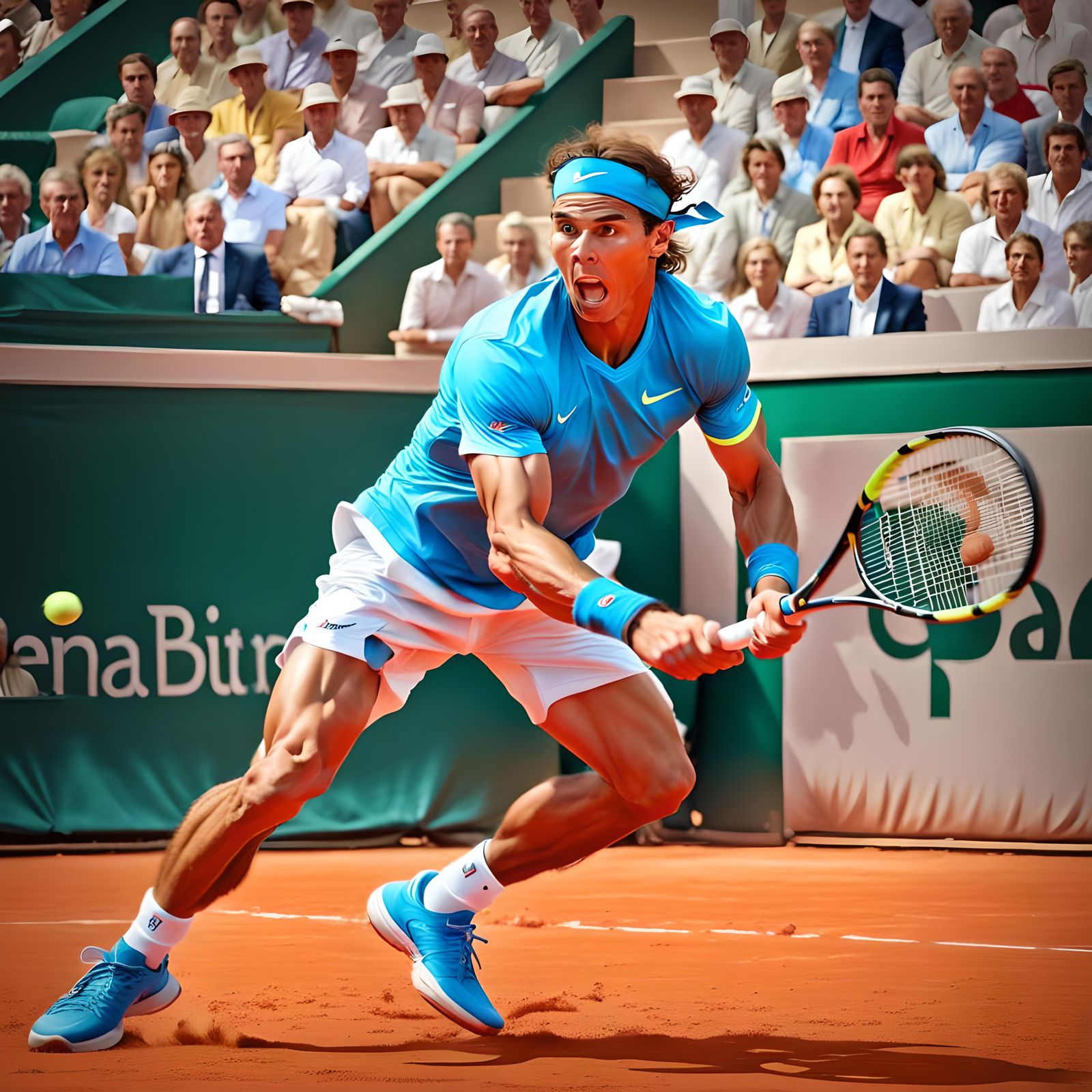 Rafael Nadal in Action: Oil Painting Portrait
