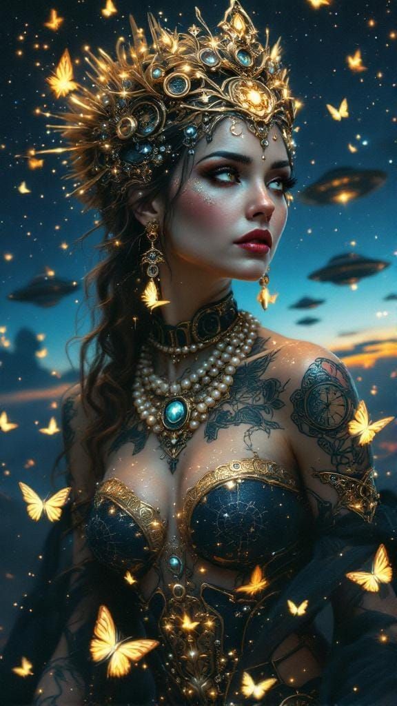 Celestial Empress with Steampunk Cosmic Carriage