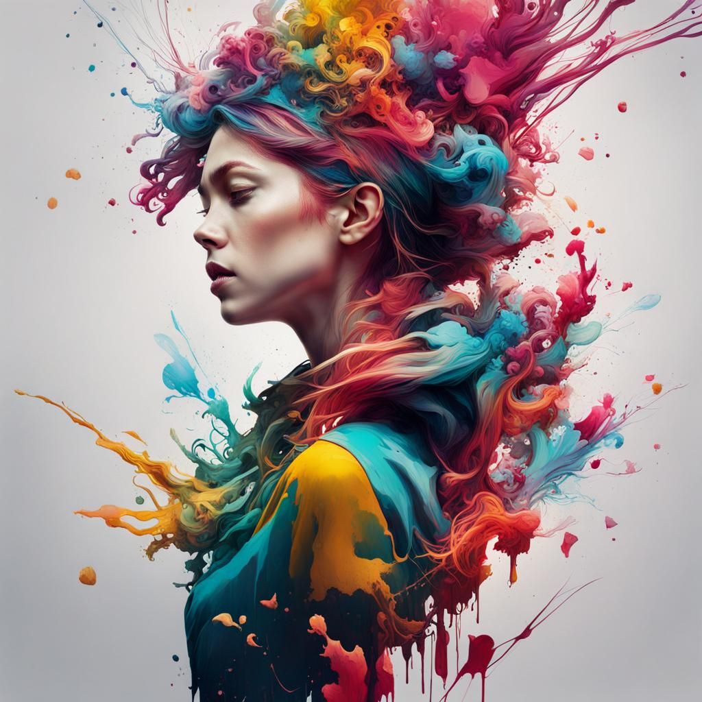 Vibrant Music Inkblot Art in Splash Art Style