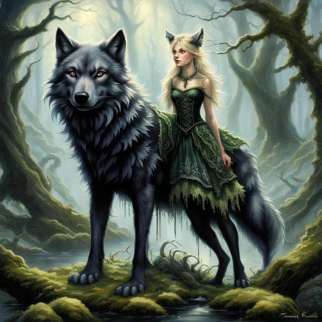 Mystical Swamp Princess with Wolf Ears