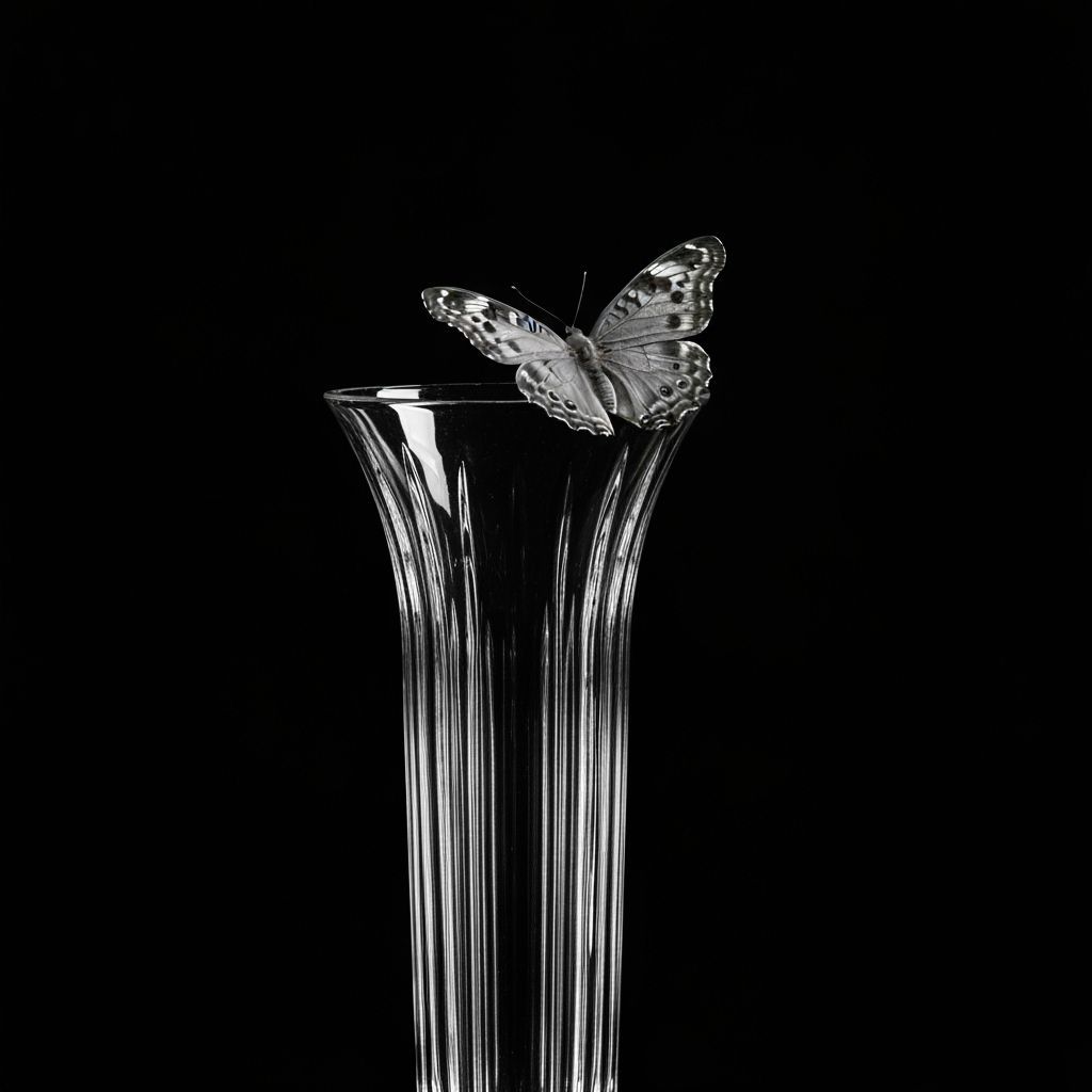 Elegant Crystal Glass Vase With Butterfly